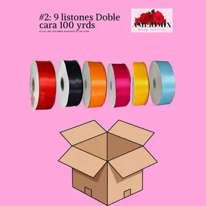 #2 Box 9 Listones Doble Cara 100 Yrds Elige Color Durante En Vivo Assorted Colors Satin Ribbon Roll