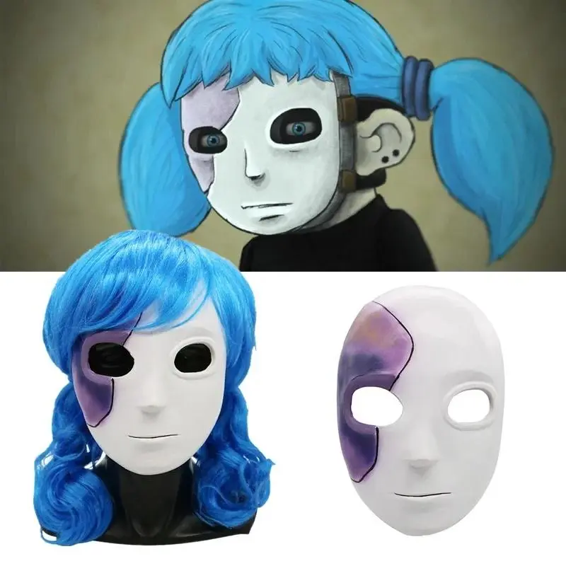 Game Adventure Sally Face Mask Latex Mask Wig Cosplay Terror Half Face Masks Wigs Prop Accessories Halloween