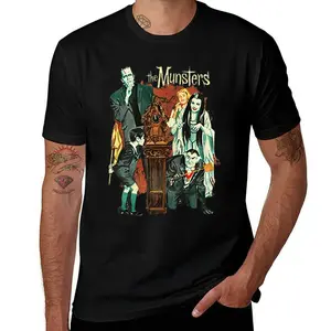 The Munsters Halloween Graphic Mens T Shirts Cotton Short Sleeve T-Shirt Crew Neck Tees Casual Shirt