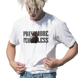 PRAY MORE FEAR LESS Casual Crewneck T-Shirt - Unisex Men & Women - Streetwear Top for Casual Wear - Menswear, Tshirt, Womenswear