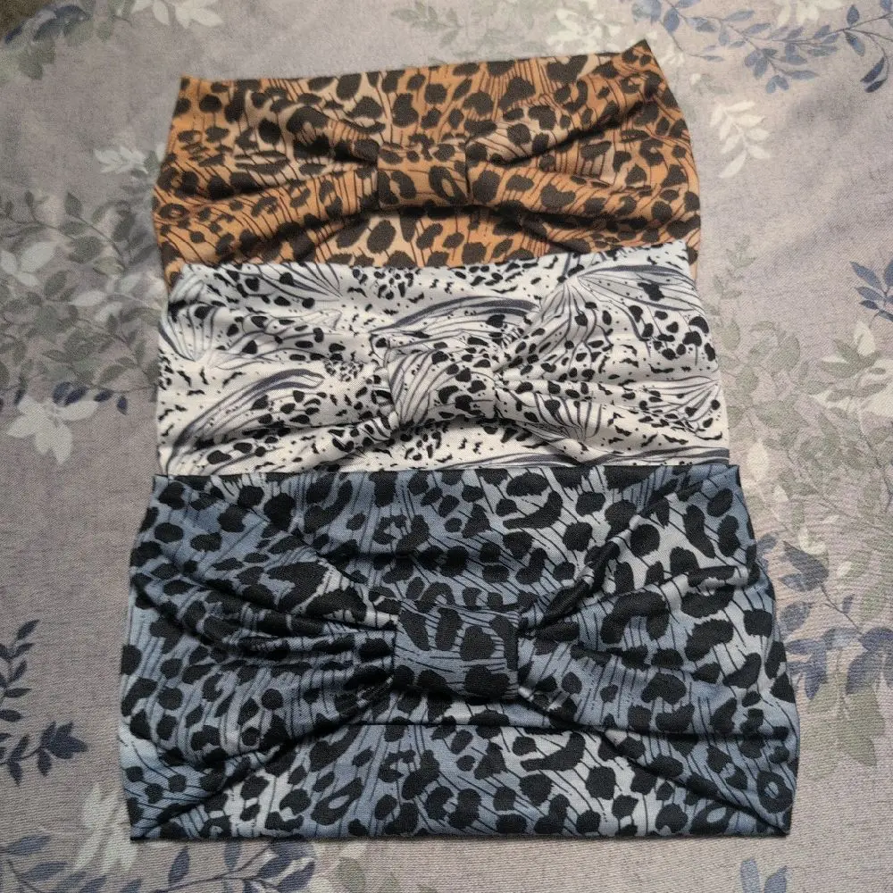 Boho Turban Hair Band - Comfy Stretchy & Breathable Headbands for Daily Use - Leopard Print Hair Accessories for Women set of three  headbands different styles.please let me know If you want #1.#2.#3.#4 #5.thanks.
