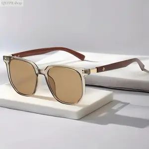 Women's Tortoiseshell Sunglasses Retro Geometric Wood Grain Frame | Korean-Inspired Aesthetic Trendy UV400 Protection Lightweight 22g Durable Casual Eyewear | TikTok Fashion Shades for Daily OOTD, Travel, Beach, Driving