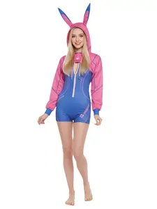 Halloween Cosplay Cyber Rabbit Onesie, Comfortable Polyester Fabric Superstar Costume, Unisex Halloween, Perfect for Parties