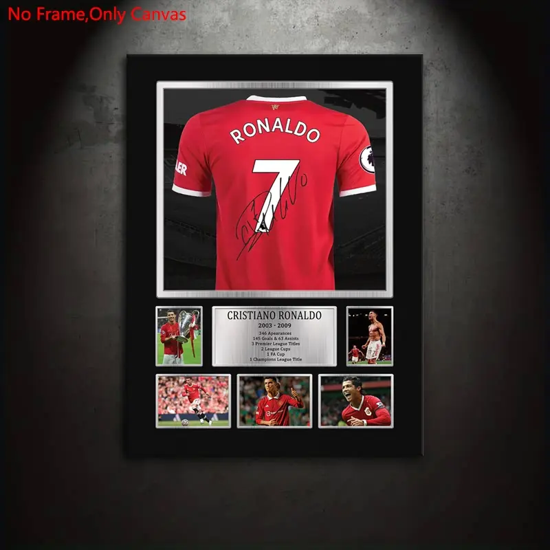 1 piece/set of frameless canvas painting print poster, classic realistic art, football superstar autographed jersey, perfect gift for sports culture enthusiasts, ideal gift for bedroom, living room, kitchen, dormitory corridor, mural, wall decoration