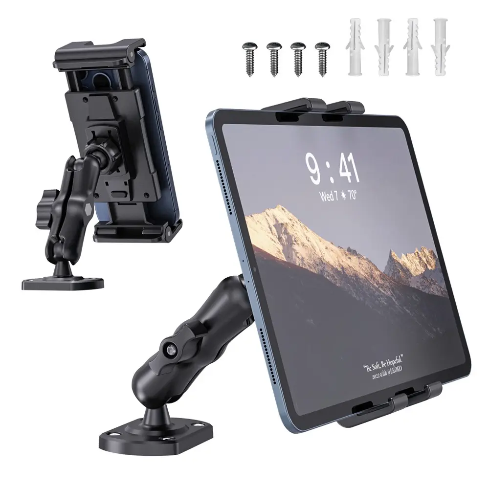 OHLPRO Heavy Duty Drill Base Tablet Holder, Sturdy Tablet Mount, Car Mount Dashboard, 360° Adjustable for 5-13" iPad Pro/Air/Mini/Samsung Galaxy Tab, for Car Truck Commercial Vehicle, Rotatable Stand, Tablet Stands, Tablet Accessories
