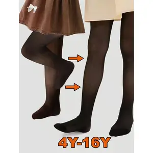 Thicken Thermal Kids Girl Tights Leggings Translucent Pantyhose Fleece Pant Solid Winter Thermo Stockings Kids Pantyhose High Waist Elastic Kids Girl Slim Thicken Tights For Winter