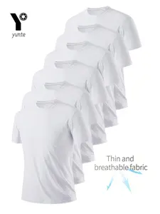 6 Pack Ultra-lightweight Men's Crew Neck T-shirts, Quick-dry Breathable Sweat-wicking Shirts for Gym and Running, Sporty Fit for All Seasons, Sports Activewear Set, Athletic Workout Clothing, Gym Athletic Clothes