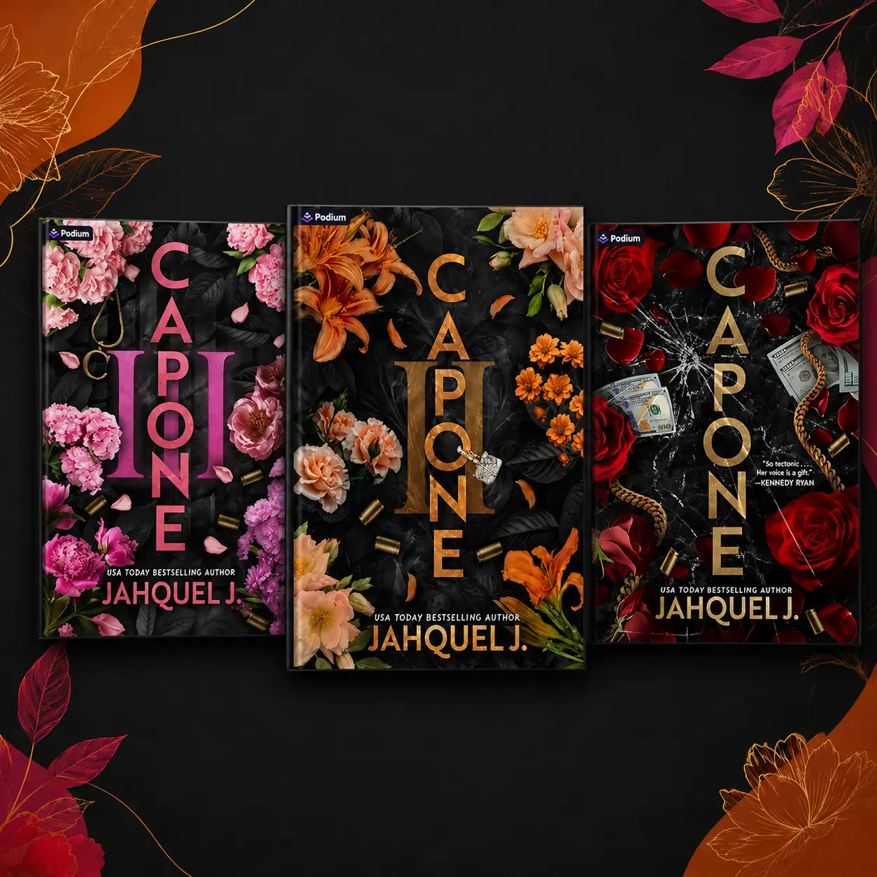 Capone Trilogy 3 Book Paperback Set by Jahquel J., Capone, Capone II and Capone III, Season One Delgato Family Urban Romance Series, Dark Romance, Gang Conflict, Loyalty Betrayal Family Drama, Podium Publishing Edition, Books 2–3 Preorder, Adult Gift