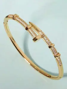 Unisex Elegant Artificial Zircon Decorated Cuff Bangle, Exquisite Trendy Bangle, Fashionable Jewelry for Women & Men As Gift, Stackable Bracelets