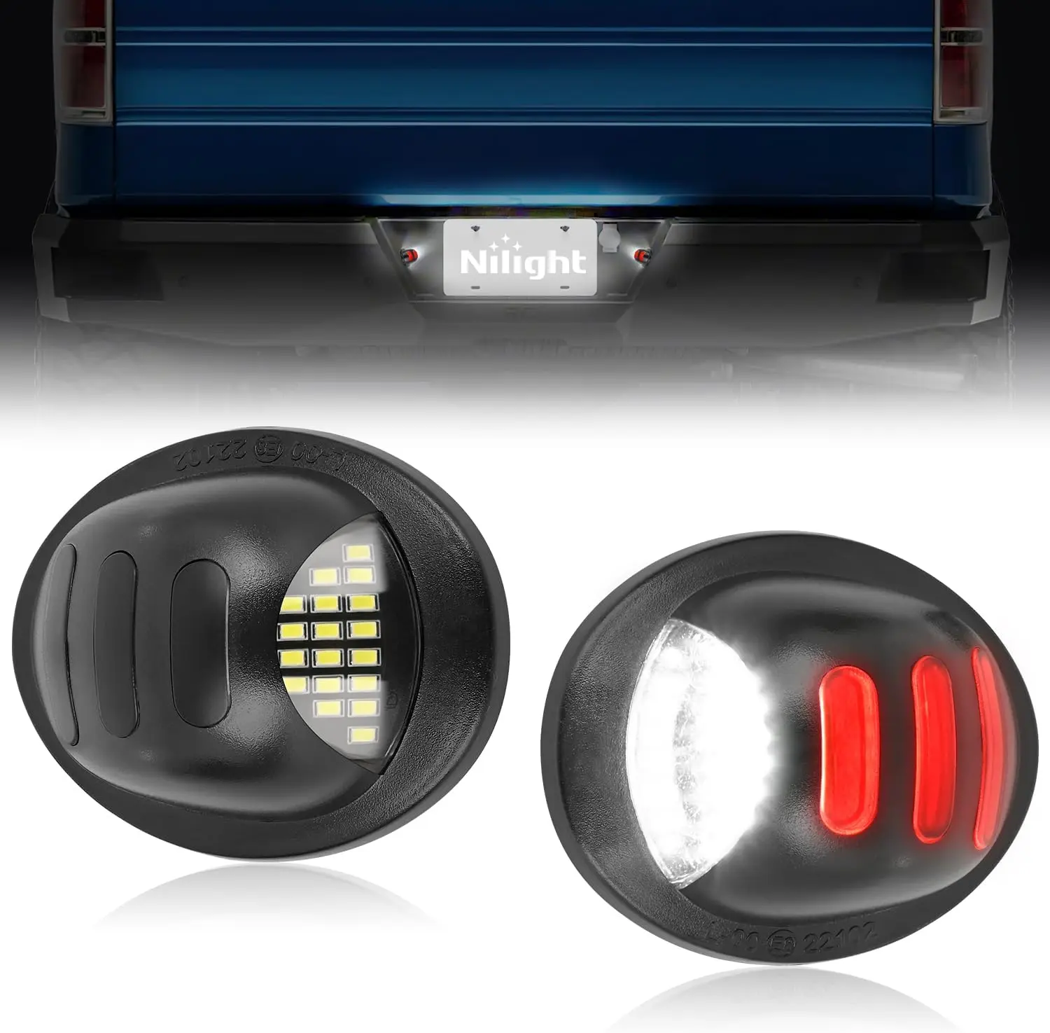 Nilight License Plate Lights Compatible with 1990-2003 2004 2005-2008 2009 2010 2011 2012 2013 2014 Ford F150 1999-2016 F250 F350 F450 F550 Super Duty with Red OLED Neon Tube 6000K White 2PCS Pack #SummerVibes