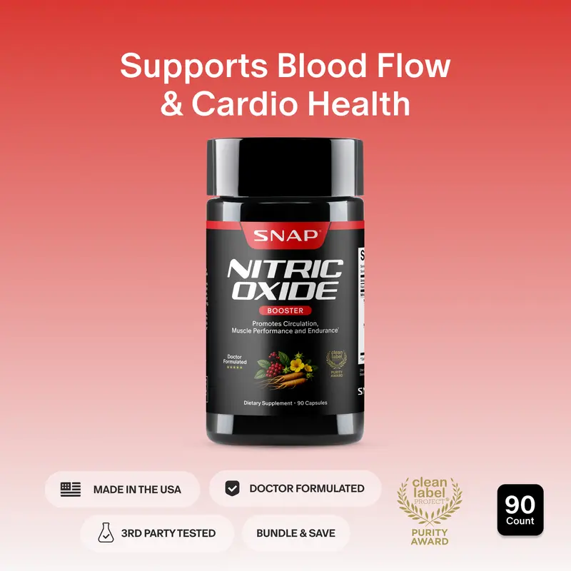 Snap Supplements - Nitric Oxide Booster - Support Healthy Blood Circulation - Nitric Oxide Supplement for Men and Women - 3rd party tested - 90 Count