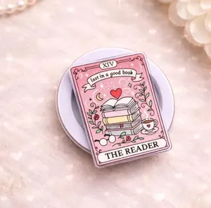 The Reader Tarot Card MagSafe Phone Grip, Lost In A Good Book Pink Bookish Phone Holder, Funny Bookish Quote Magsafe Socket, Cute Reader Gift, Kindle Popgrip