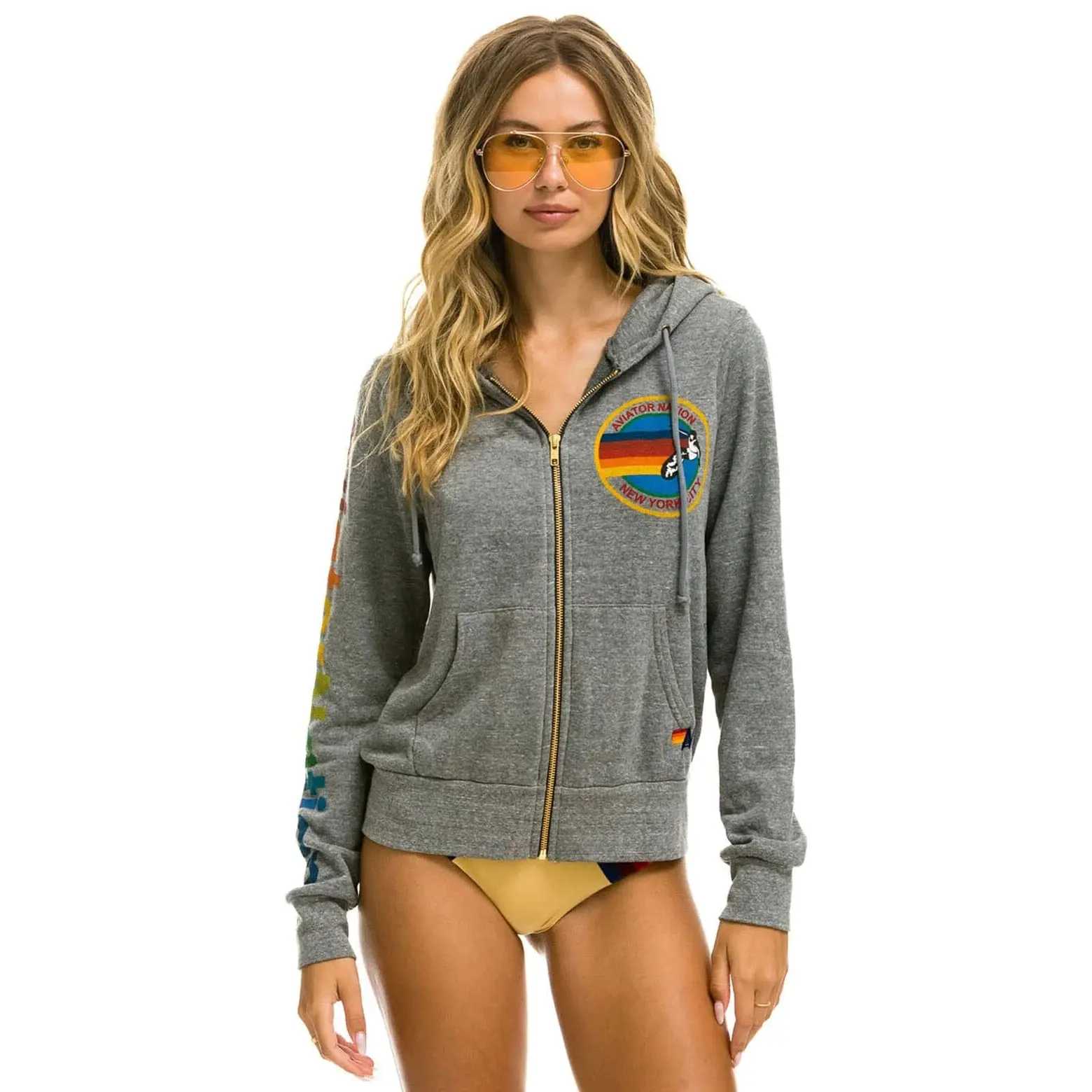 AVIATOR NATION NEW YORK CITY HOODIE - HEATHER GREY