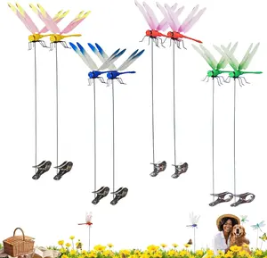 8PCS Dragonfly decoration clip for Bugs Repellent, Outdoor Dragonfly decoration clip to Keep Bugs Away,