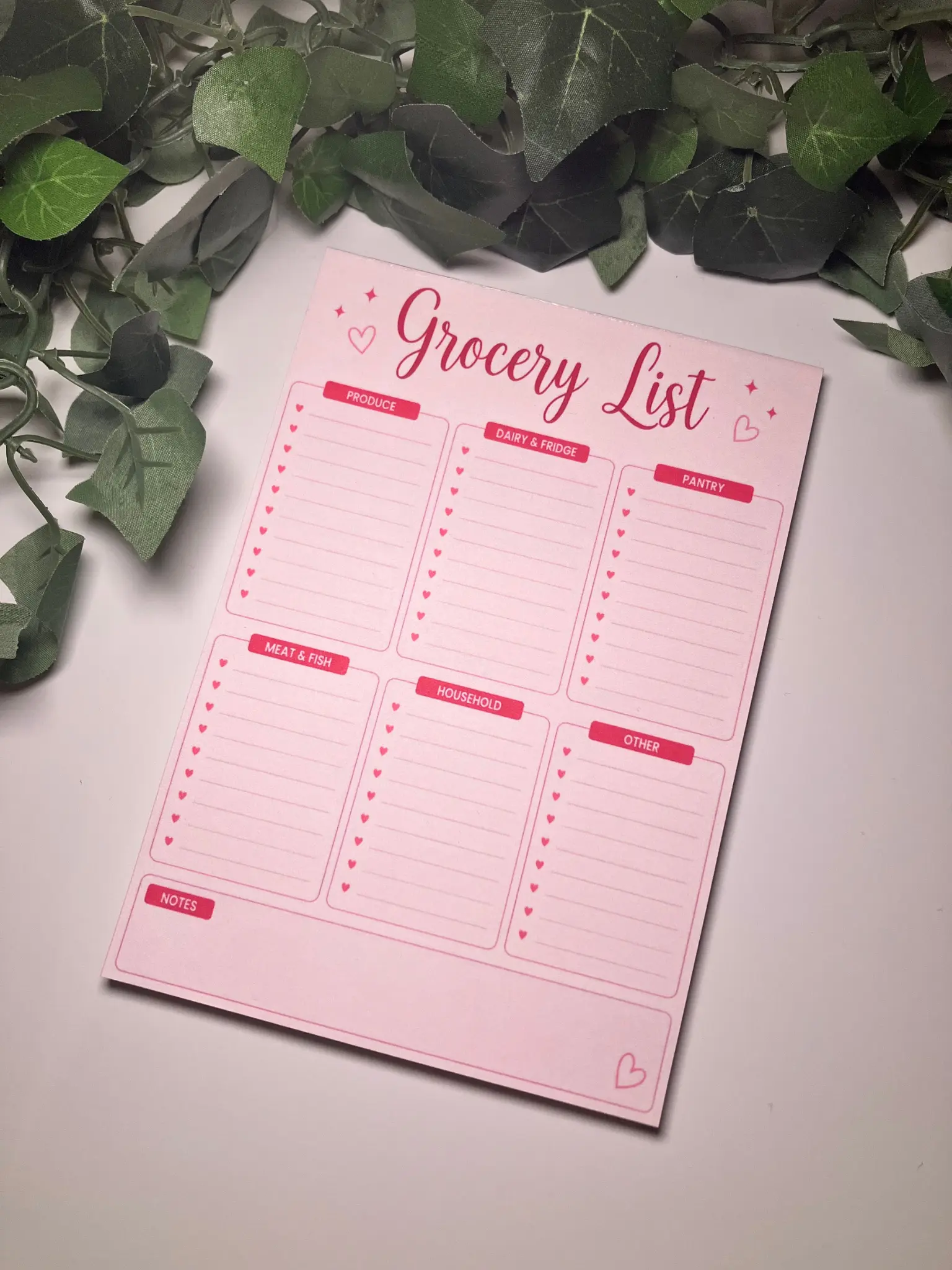 Pink Grocery List Notepad