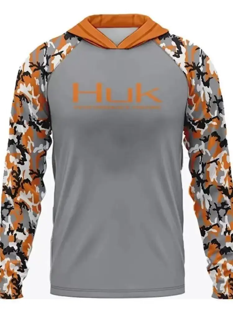 Men's Hooded Long Sleeve Fishing Shirt with UV Sun Protection, Quick-Dry Breathable Performance Top for Outdoor Activities, Long Sleeve Shirt, Uv Protection, Hiking / Light Outdoor, Quick-Dry Fabric, Machine Wash Fishing, Sun Protection Game Day Kit