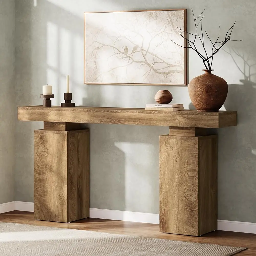 Tribesigns 63-Inch Console Table for Entryway, Wood Accent Stand for Living Room – Farmhouse Hallway and Foyer Decor