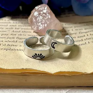 Minimalist Sun and Moon Ring Set | Couple Rings | Bestie Jewelry | Tarnish Resistant | Gift Idea