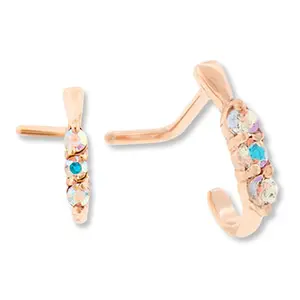18G PVD Rose Gold Gilded Rainbow Aurora CZ Nose Curve Ring