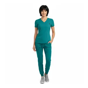 M&M SCRUBS Women’s Jogger Scrub Set V-Neck Stretch Medical Uniform Scrub Top & Tapered Jogger Pants 8 Pockets Nurse Uniform	