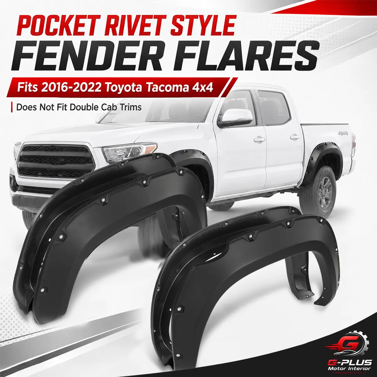G-PLUS Motor Interior 4Pcs Fit For 2016-2022 Toyota Tacoma Pocket Rivet Black Wheel Fender Flares New
