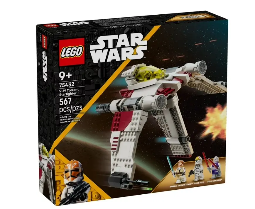 LEGO Star Wars: The Clone Wars V-19 Torrent Starfighter Building Toy - Pretend Play Set for Boys & Girls, Ages 9+ - Starship Model Kit W/ 3 Minifigures - Gift Idea for Birthdays - 75432