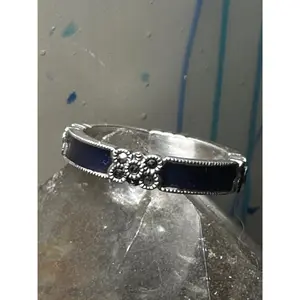 Judith Jack ring Wedding band blue enamel marcasites stacker size 8 sterling silver women