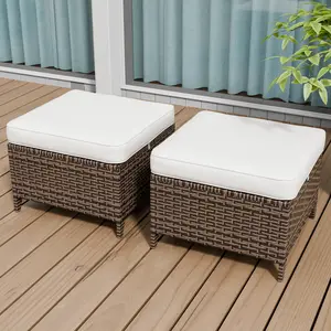 Ocean Vista 2 Piece Wicker Patio Ottoman Set