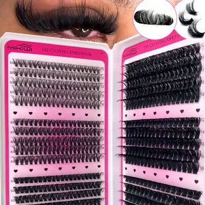 Mikiwi 570PCS D Curl High Capacity Individual Eyelashes Book DIY Lash Clusters Natural Look Extra Thick Wispy Ultra Soft Super Light Reusable Segmented False Eyelashes Extension