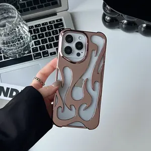 Hollow Flame Electroplating Phone Case | Compatible with Apple iPhone 11/12/13/14/15/16 | Stylish and Personalized Phone Case Shockproof Protective Cover Phone Cover Casing