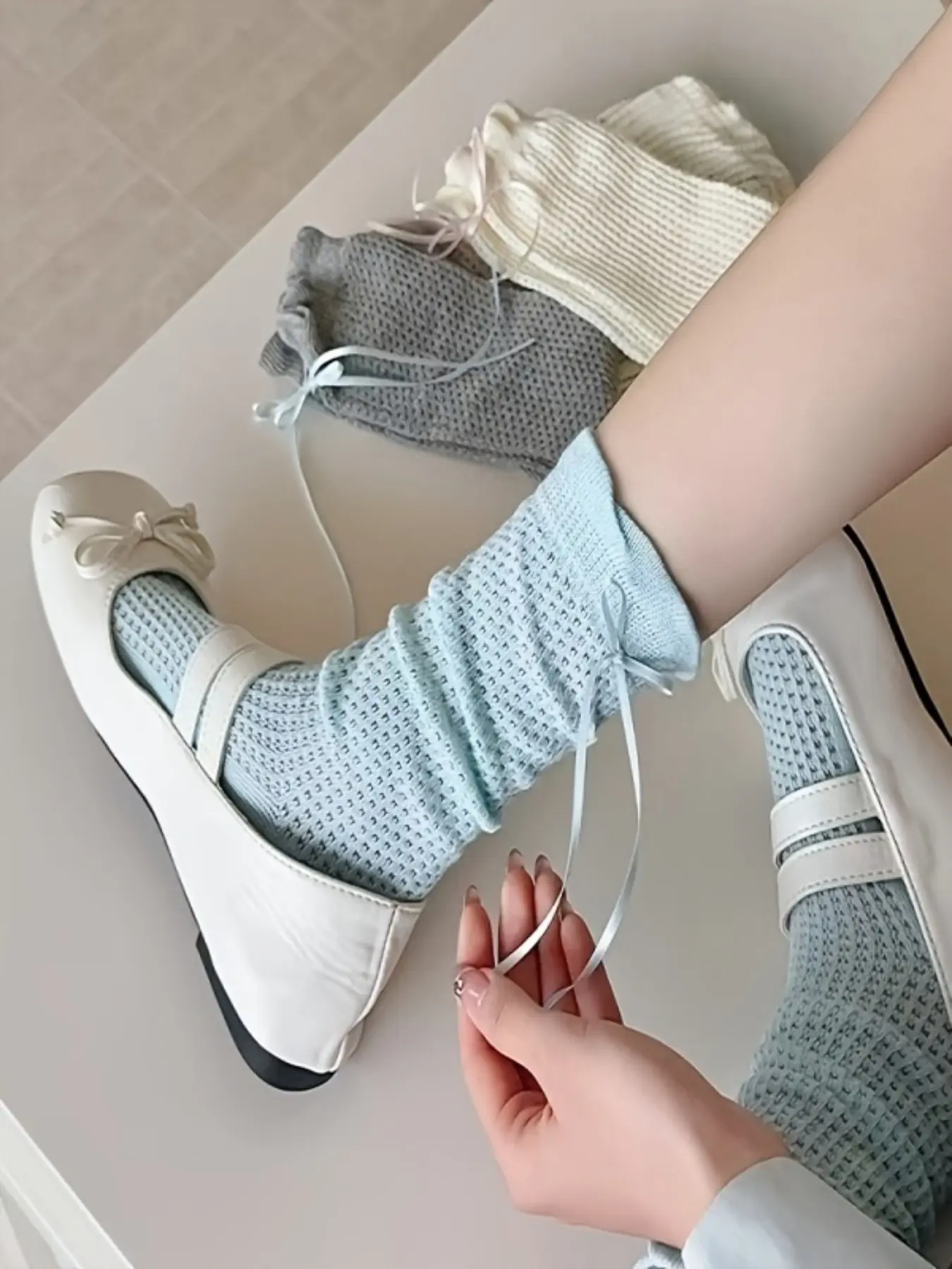 4 Pairs Japanese Style Sweet Bubble Toe Lace Women's Socks, Spring Summer Thin Korean College Wind Cute Bow Socks, Fashionable, Elegant, Chic and Comfortable, Soft Breathable Socks