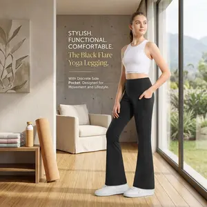 Girl's High Waisted Flare Leggings with Pockets - Bootcut Yoga Pants for Kids Dance Bell Bottoms Comfortable Stretchy Breathable Fabric Perfect for Dance Class Yoga Practice Casual Wear Playtime Activewear