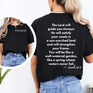 Favored Unisex Tee Shirt, Religious Tshirt, Christian Apparel, Unisex Cotton Tee, Christian Gift Shirt, Heavy Cotton Womenswear Comfort Comfortable Top T-Shirt Crewneck Shortsleeve Menswear Unisex