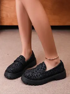 Women's Leopard Print Thick Sole Loafers, Wild Leopard Pattern Self-Attractive Design, Cool & Height-Increasing Shoes