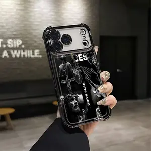Christ Jesus Cross "God's Plan" TPU Silicone Protective Smartphone Case, Customizable Crystal Drop-Proof Cover, Shockproof, Slim, Durable, Full Camera Protector, Fits iPhone 17 Pro Max, 16, 15, 14 Pro Max, 13, 12, 11, Plus, Mobile Phone Accessory