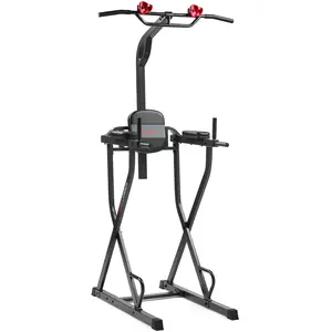 Sunny Health & Fitness Multifunctional Adjustable Height Power Tower with Rock Climbing Grip 330 LBS Weight Capacity