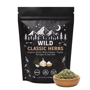 Wild Classic Herbs 4oz - Organic Garlic Black Pepper Thyme Tarragon & Sea Salt Blend for Soups Stews & Marinades