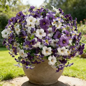 12pcs Vibrant Artificial Morning Glory Flowers Bouquet - UV and Sun Resistant, Lifelike Fake Plant for Outdoor Decoration, Perfect for Spring and Summer Front Door, Porch, Patio, and Yard Planters