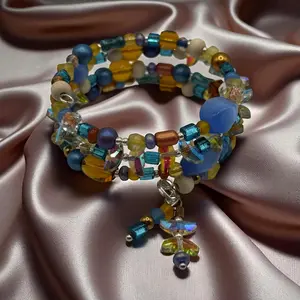 Handmade Autumn Beaded Wrap Bracelet: Adjustable Fall Colors Jewelry