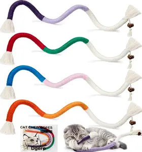 Cat Chew Ropes 4Pcs, Cat Toys for Indoor Cats with Refillable Natural Catnip, Safe Teeth Cleaning Chew Toys, Interactive Kitten Nip Toys and All Breeds (19.5 Inches) Dgerp