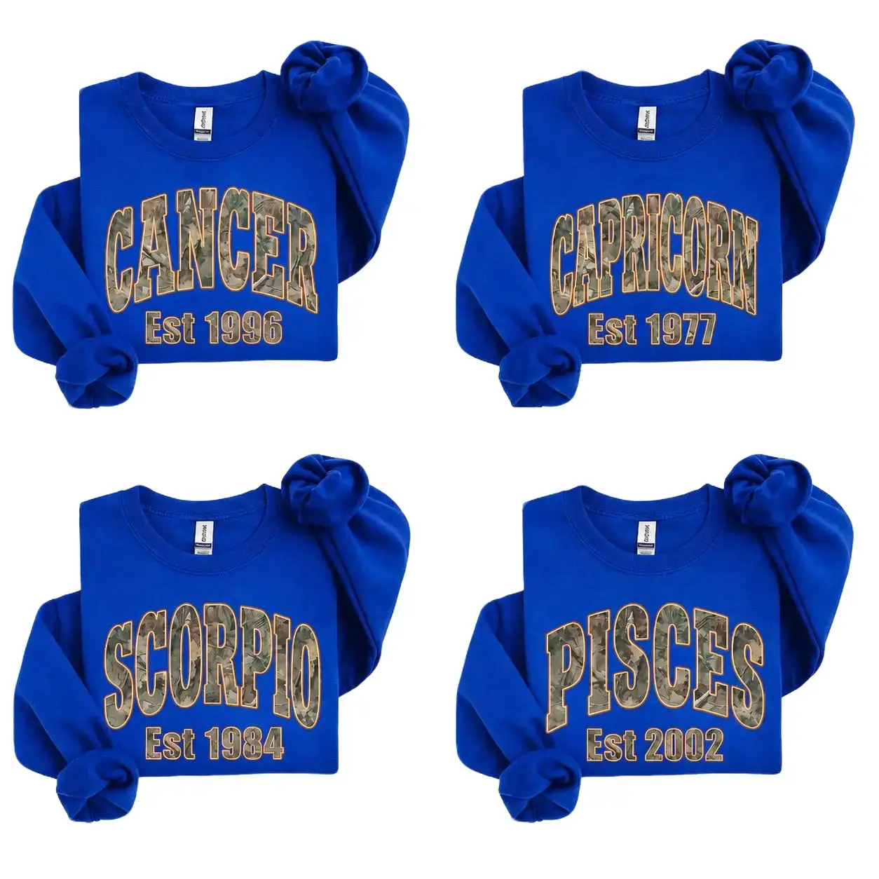 Custom EST ( Leave Add Note or Remove EST Remove Year)  Custom Leopard Zodiac Sweatshirt with Est Year, Astrology Sweatshirt Birth Year Star Sign Gift, Unisex Horoscope Sweatshirt, Personalized Zodiac Energy Gift for Birthday, Star Sign Lovers - TW USA