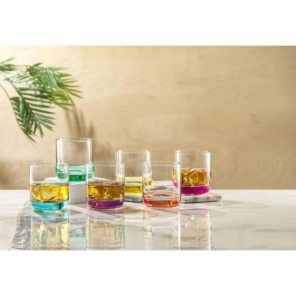 JoyJolt Set of 6 Colored Tumbler Glasses