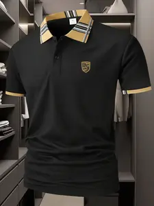 Horse Medal [Golf Style] Men's Professional Polyester Polo Shirt Sports and Leisure Sporty Design Stylish Comfortable Classic Short Sleeve Men's Wear resistant and Durable Multi color In