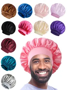 Women's Wide Brim Sleep Cap with Elastic Hairband, Suitable for Curly and Straight Hair, Men's Sleep Hat, Shower Cap, Oil Absorbing