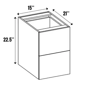 Carbon Frozen Wood Textured - Vanity Hanging Drawer Base Cabinet - 15"W x 22.5"H x 21"D - Frameless Cabinet