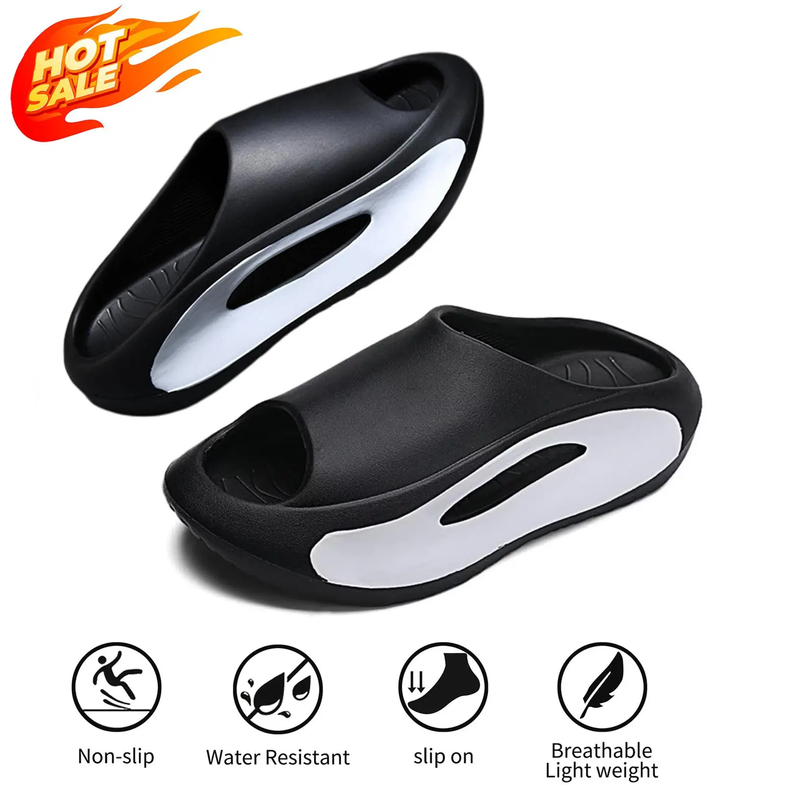 Cloud Slippers Women's and Men's Cloud Slides Men's Casual Solid Color Slides, Comfortable Non-slip Soft Lightweight Thick Bottom Walking Shoes Footwear Non Slip Eva