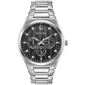 Bulova Classic Stainless Steel Multi-Function Diamond Accent Mens Watch 96D143