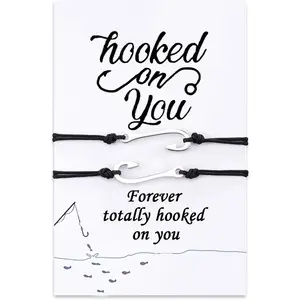 Unisex Distance Matching Bracelets  Friendship Gifts for   Couples Adjustable String Bracelets for Women Men Girls 2 Set