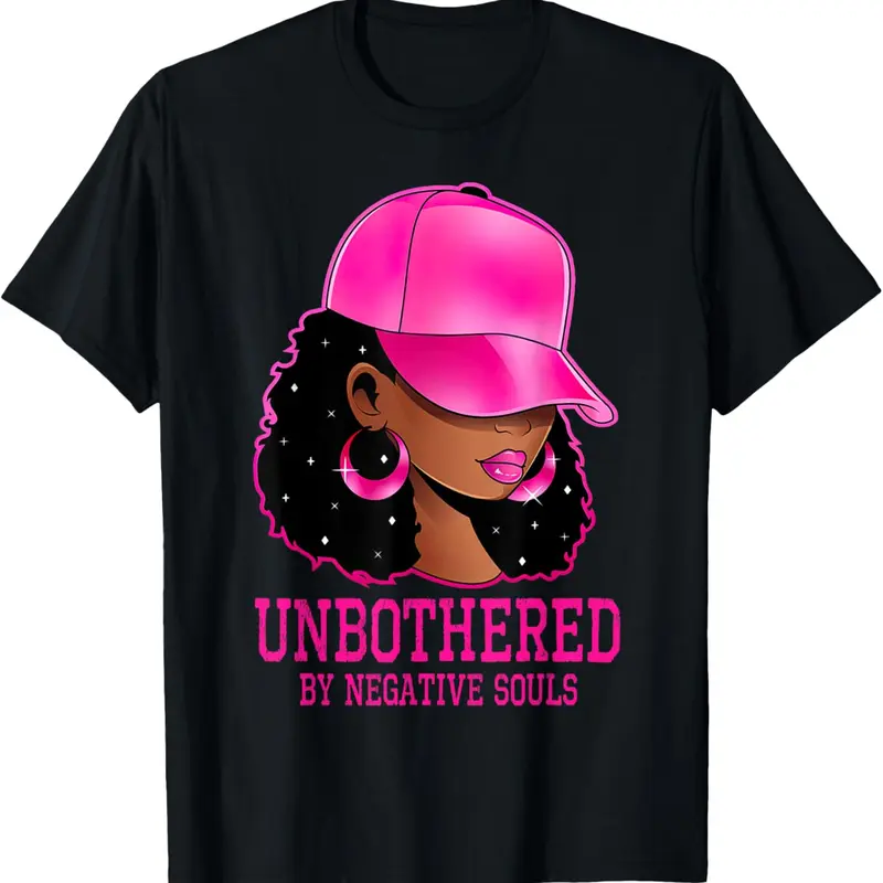 100%cotton African American Afro Queen Sassy Black Woman Unbothered T-Shirt Top Vintage