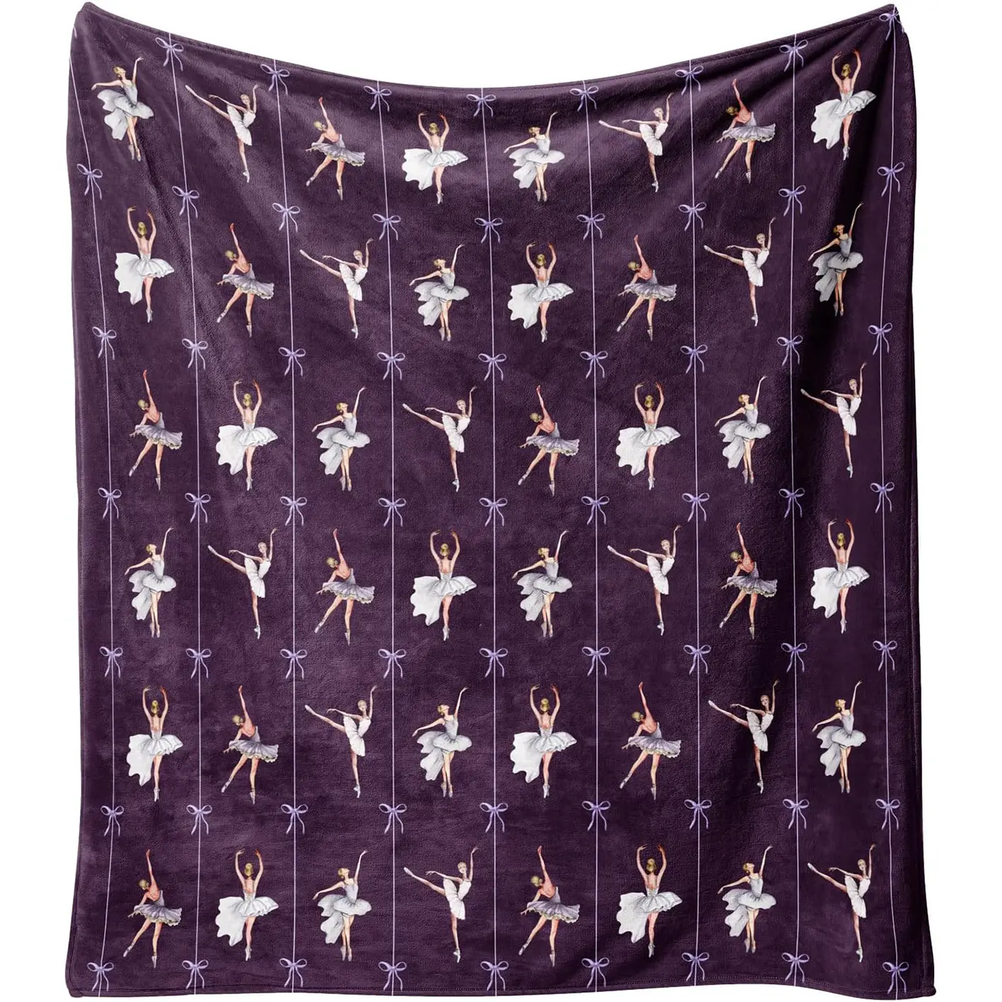 1pc Men's and women's blankets, purple winter holiday blankets, cute Christmas Nutcracker ballerina pattern blankets, soft and warm flannel blankets, suitable for living room sofa beds.